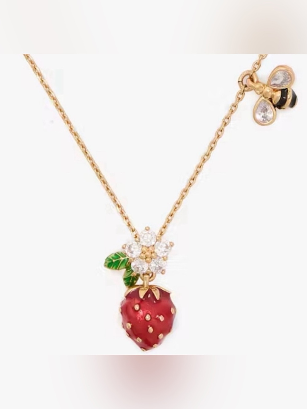 Kate Spade "Strawberry Fields"
Gold Plated necklace with Bee & Strawberry